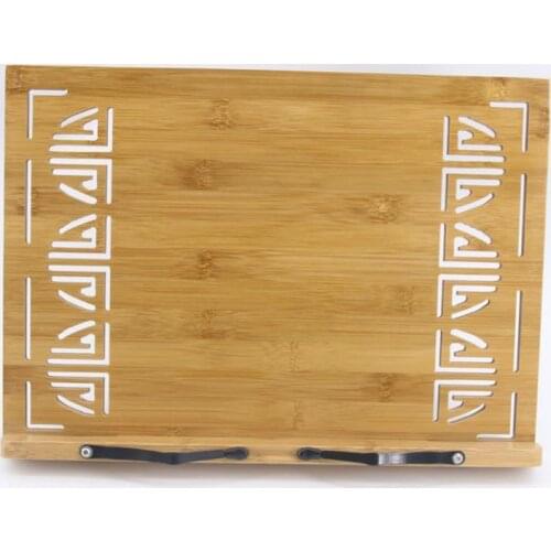 Hollowed-out Style Bamboo Adjustable Portable Tablet Tablature Bookend Book Stand Reading Holder Book Holder 2 sizes