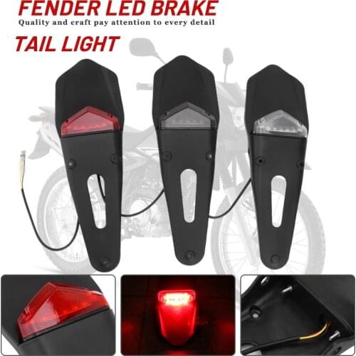 Motorcycle Dirt Bike Rear Fender & Brake Stop TailLight Motocross Mudguards 12 LED Tail Light For Cafe Racer Dirt Bike Yamaha