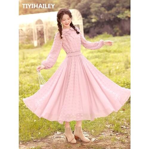 TIYIHAILEY Free Shipping Fashion Women Chiffon Long Maxi Long Lantern Sleeve Spring Autumn Boshow Bohemian Chinese Style Dress