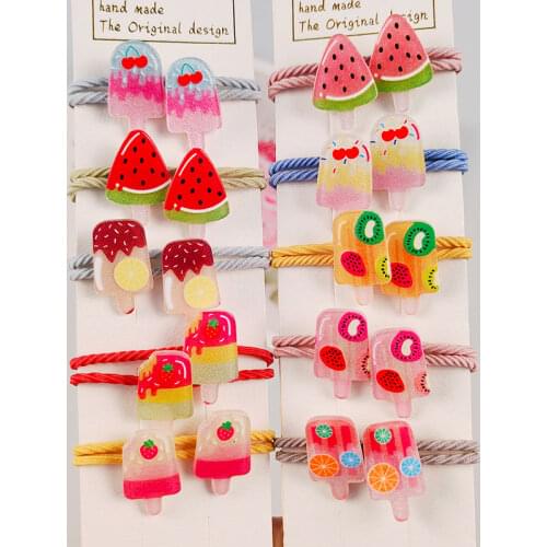 10PCS Cartoon Lovely glitter popsicle Headwear Kids Elastic Hair Bands Children Ropes Girls Accessories Baby Headdress