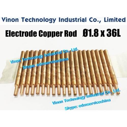 10PCS PACK) EDM Electrode Copper Rod d=1.8mm, Shank D6.0mm, Shank 30Lmm, Overall length 36Lmm. Copper Rod for Electro-Discharge