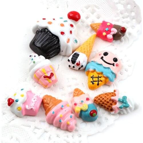 30Pcs Mix Style Miniature Ice Cream Planar Resin Flatback Charms For Diy Home Decoration Embellishments Scrapbooking