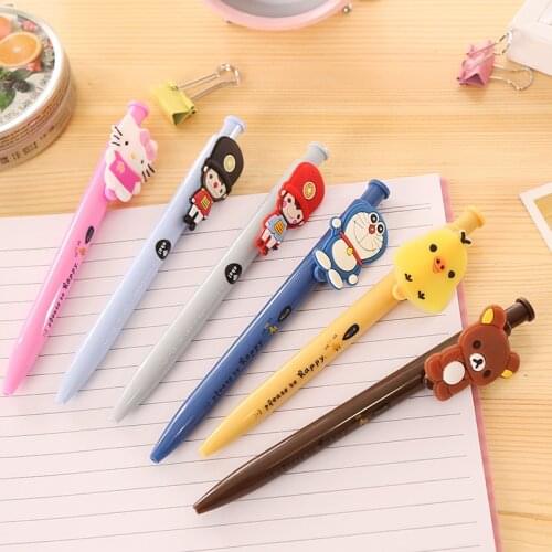 5Pcs Cartoon Cute gel Pens Animal Soldier Retractable Ballpoint Pen Blue Ink 0.5mm Kawaii Stationery for Student School Supplies