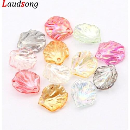 50pcs 15x17mm Multicolor AB Transparent Acrylic Shells Pendants Charms For Jewelry Making Finding Diy Handmade Accessories