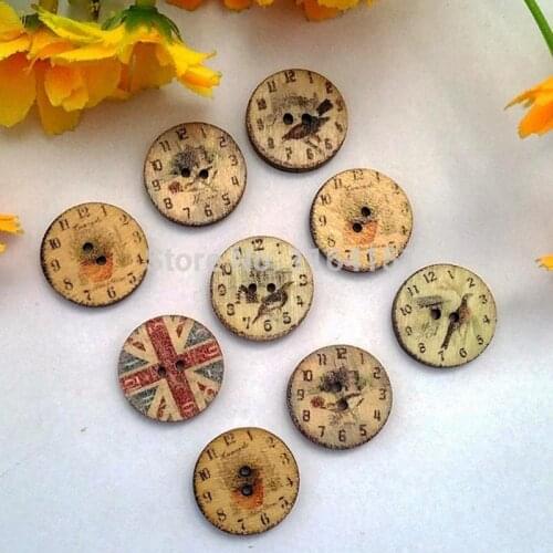 50pcs 20mm loose wooden buttons round sewing decoration button for craft scrapbooking sewing accessories botao para artesanato
