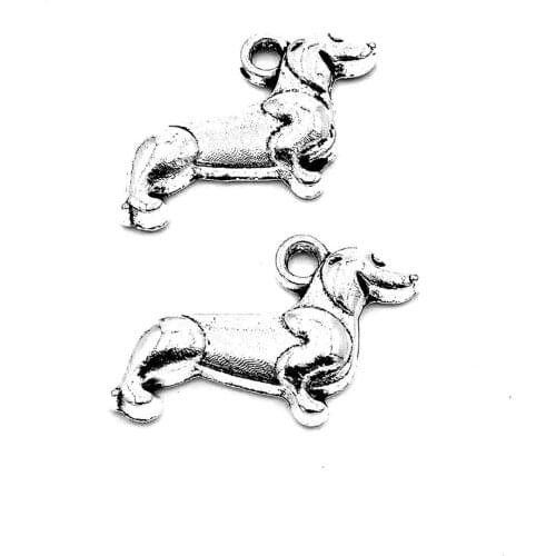 50pcs Dog charms pendant 20x15mm antique silver ornament accessories jewelry making craft base material