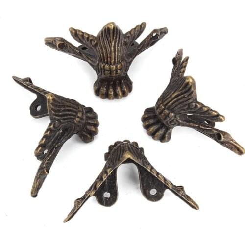 60x45mm Antique Bronze Corner Pad Decorative With Mounting Screws Pack Of 4