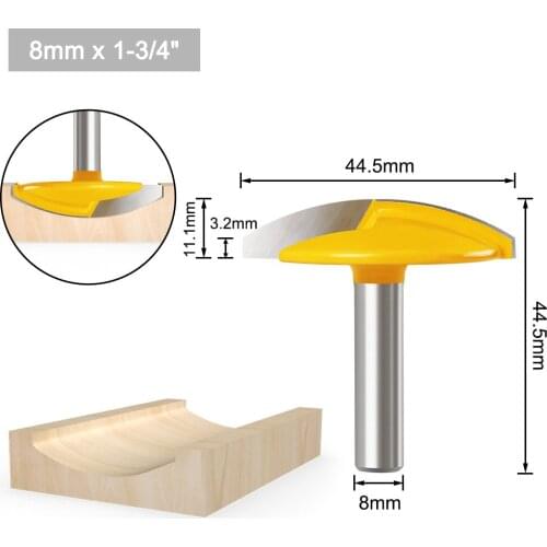 1-1/2" Radius Horizontal Crown Router Bit 8mm Shank Woodworking Milling Cutter