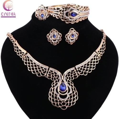 African Beads Jewelry Sets For Women Dubai Party Wedding Bridal Luxury Fashion Simulated Pendant Necklace Accessories
