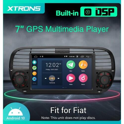 XTRONS 7" Android 10.0 Car Stereo Radio Multimedia Player for FIAT 500 2007-2015 2BG RAM 32GB ROM DSP Carplay RCA NO DVD