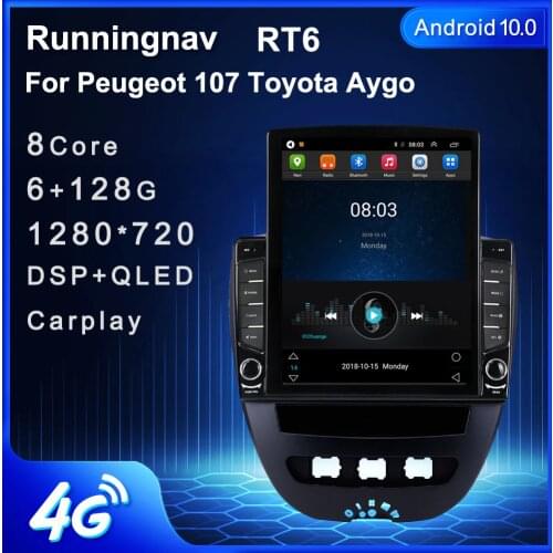 9.7" Android 10.1 For Peugeot 107 Toyota Aygo Tesla Type Car Radio Multimedia Video Player Navigation GPS RDS no dvd