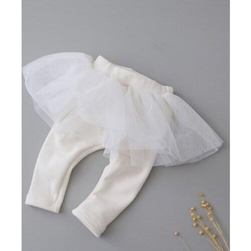 2-6 Y Baby Girls Culottes Autumn Winter Thicken Mesh Skirt Fake Two Pieces Pants For Girls Kids Leggings Fashion Toddler Pants