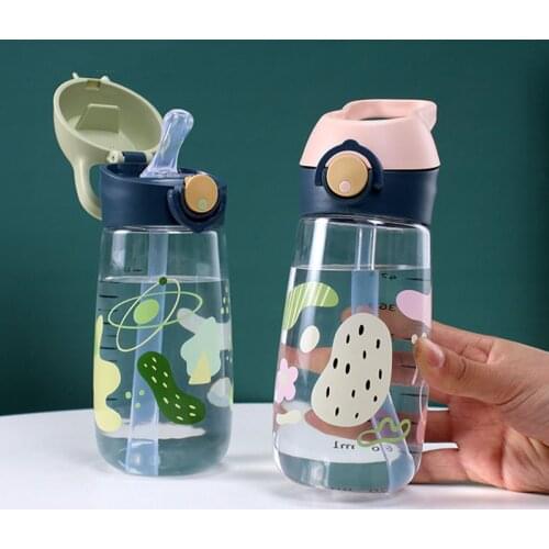 480ml High Quality Tritan Material Kids Water Bottle With Straw BPA Free Durable Plastic Children Drinking Bottle
