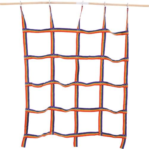 Utdoor Children Climbing Net Rainbow Ribbon Net Physical Training Climbing Net Child Playground Swing Hanging Step Ladder