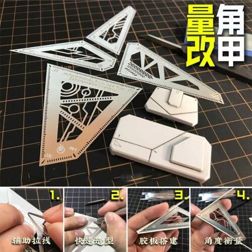 Diy Military Model Fixed Measuring Ruler Armor Marking Auxiliary Ruler 4in1 AJ0092