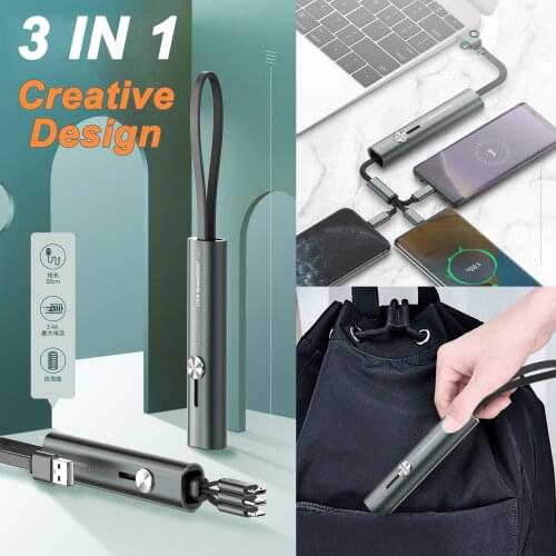 3 IN 1 Super Fast USB Charging Cable USB-A To Lightning Micro USB Type-c For iPhone Samsung Huawei Xiaomi ect 30CM Charger Cord