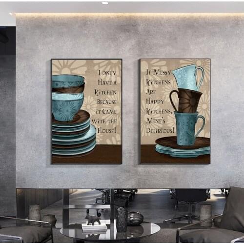 Kitchen Vintage Posters On The Wall Retro Wall Art Prints Teacup Picture for Home Design Room Decor Paintings Interior