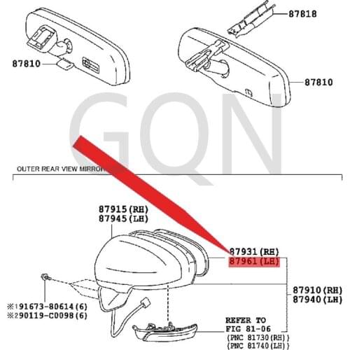 Left side car exterior mirror 2011-Toy ota PRI US rearview mirror cover mirror housing folding rearview mirror
