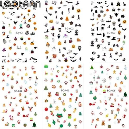 3 Pcs Christmas&Halloween Nail Art Sticker Terror Cat Pumpkin Mouth Manicure Decorations Nail Sticker For Nails Tips Beauty