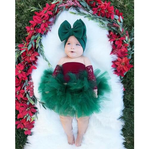 0-18M New Fashion Solid Newborn Baby Girl Clothes Off Shoulder Romper Bodysuit+Tutu Skirt+Headband 3PCS Outfit Set