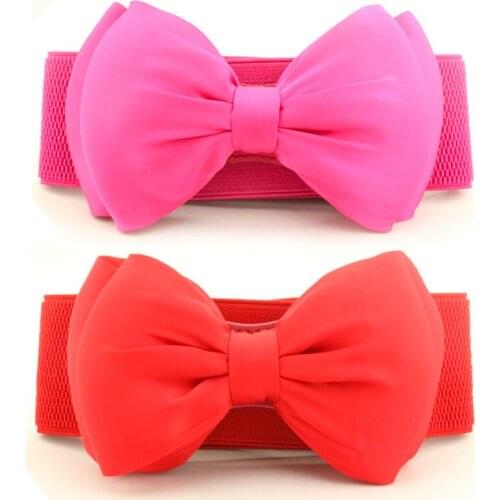 New Ladies Elastic Belt High Quality Chiffon Bow Girdle Womens Dress Fashion Sweet Belts for Women Luxury Designer Brand