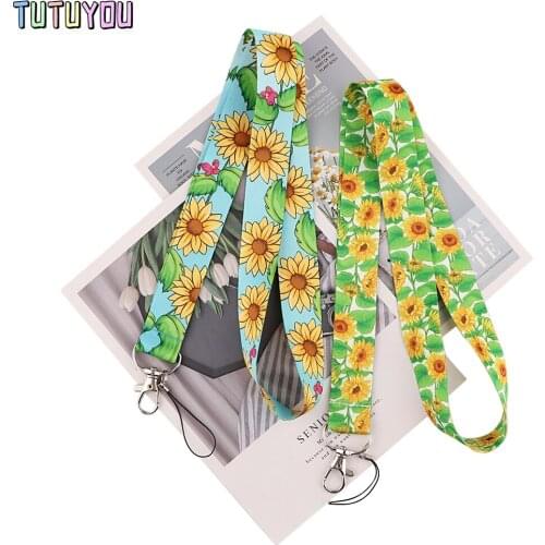 PC3094 Sunflower Keychain Tags Strap Neck Lanyards For Keys ID Card Pass Gym Mobile Phone USB Badge Holder DIY Hang Rope