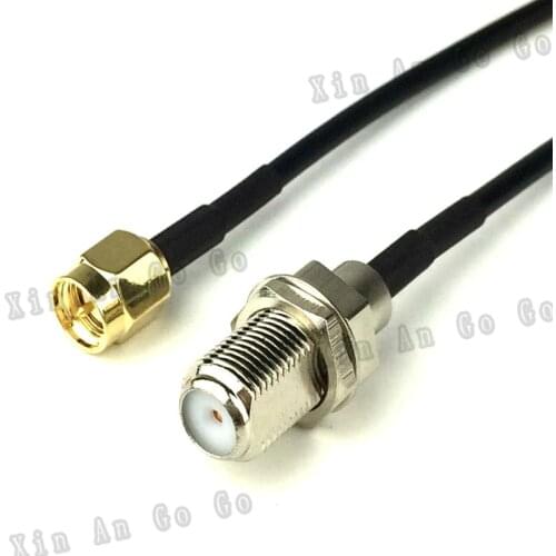 2PCS RF cable F female to SMA male to F female straight crimp RG174 pigtail cable rf coaxial jumper cable assembly free shipping