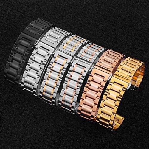 OL-G002 Watch Bands Push Button Hidden Butterfly Clasp Stainless Steel Watchbands Straps Replacement Accessories