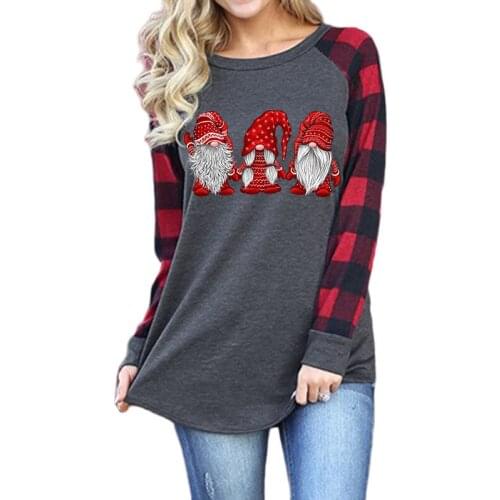 Long Sleeve Autumn Winter Santa Claus Print T Shirts Women O Neck Casual Sexy Shirts Party Red Green Basic Top Fashion Lady