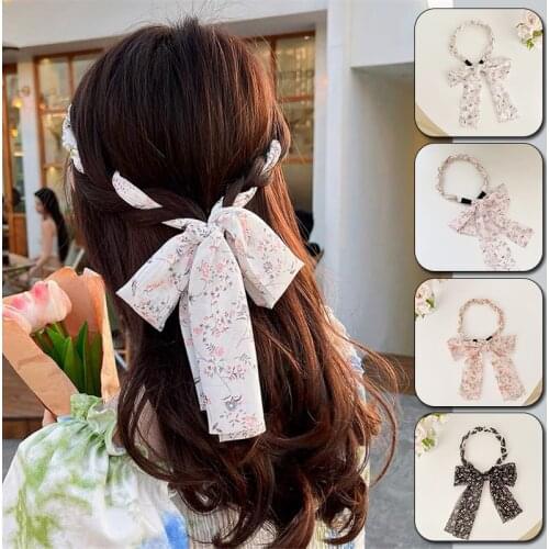 Pearl Floral Streamer Rhinestone Headband Female Tie Hair Sweet Hair Card 2021 New Super Fairy Headwear Hair Jwelery