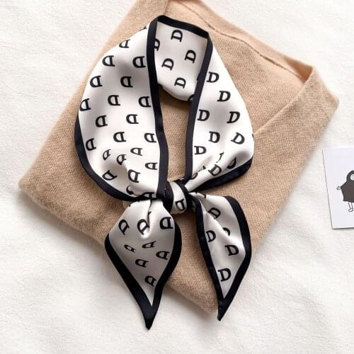Scarf Foulard Femmal Hairband Foulard Neck Scarves Handle Bag Ribbon Letter Tie Women Skinny Silk Neckerchief Accessories Band