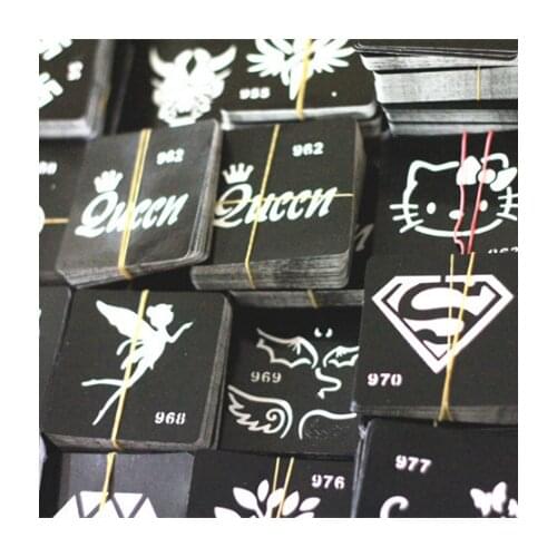 10pcs/set Reusable Henna Tattoo Stencils for Painting Cat Elephant Lotus Letters Glitter Tattoo Stencil Kids Airbrush Stencil