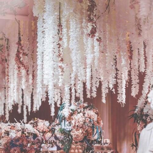 Unique Design Wedding Backdrop Decoration Orchid Flower Silk Wisteria Vine White Artificial Wreaths Shooting Photo Props Free Sh