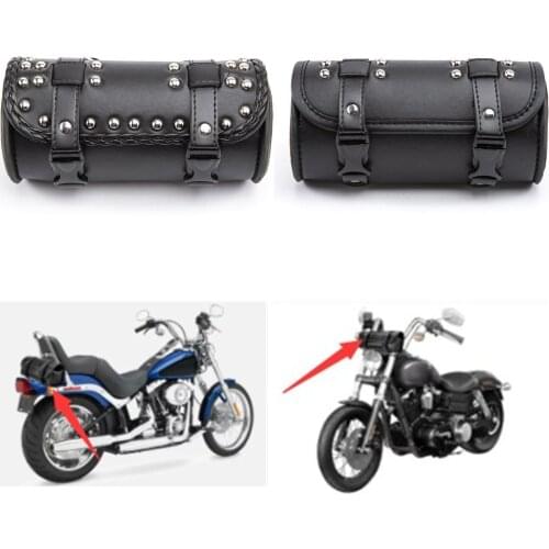 Universal Motorcycle PU Leather Tool Storage Bag Front Fork Roll Saddle Luggage Bags for Harley Bobber/Suzuki/Honda