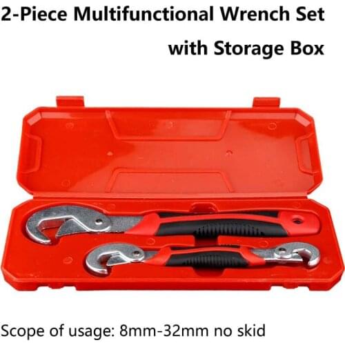 Free Shipping 2pcs Set Universal Wrench Multifunctional Wrench with Storage Box Adjustable Quick Pipe Wrench G13-1016