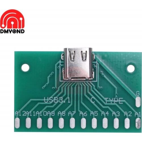 USB 3.1 TYPE-C 24P Female Connector Adapter Test Board With Solder Joints 24Pin Socket Base PCB Converter Board for USB 2.0 DIY