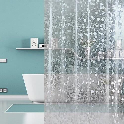 PVC Waterproof Shower Curtain Liner Translucent Bathroom Curtain Luxury Bath Curtain With 12 High Quality Hooks