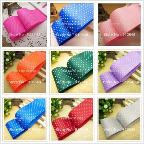 YJHMSY MNYD19,5yard/lot width 38mm Grey Grosgrain Printed White Dots ribbon Polka ,The Tape for Sewing,DIY Accessories Handmade