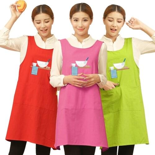 Funny Cotton Apron Anti-fouling And Oil-proof Home Kitchen Cooking Smock Breathable Waist Bib Pinafore Apron For Women