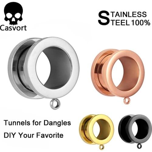 Casvort Stainless Steel Ear Plugs Body Piercing Screw Tunnels Stretchers Fashion Jewelry Earrings Expander For Gift 2PCS
