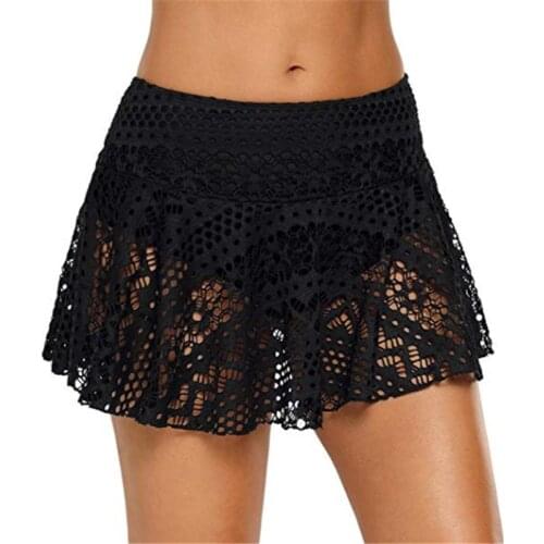 Womens Plus Size Swimwear Lace Bottom Two Piece Separate Swimming Bikini High Waist Swim Pants Beachwear Sports Briefs Pants