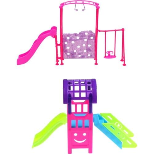 1Set Girl Play House Doll Amusement Park For Girl Doll Slide Amusement Park Slide Swing Accessories Doll Toy Accessories