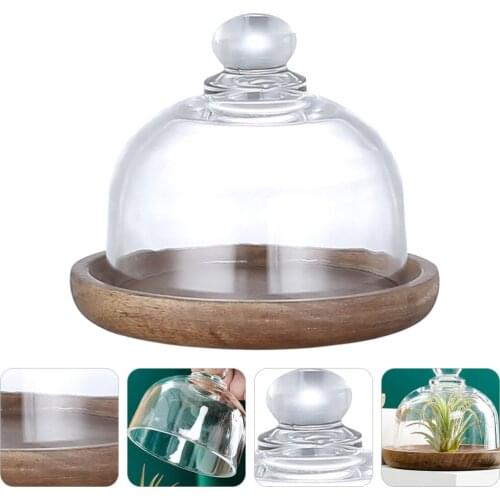 1 Set Practical Household Mini Dessert Tray And Glass Cover for Home (Assorted Color)