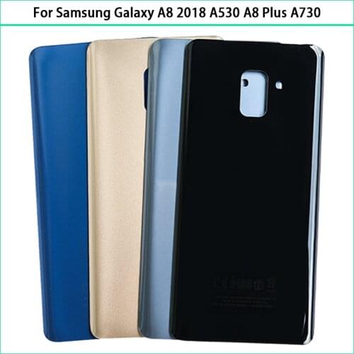 10PCS For Samsung Galaxy A8 2018 A530 A530F A8 Plus A730 Battery Cover Back Door Rear Glass Housing Case Adhesive Replacement