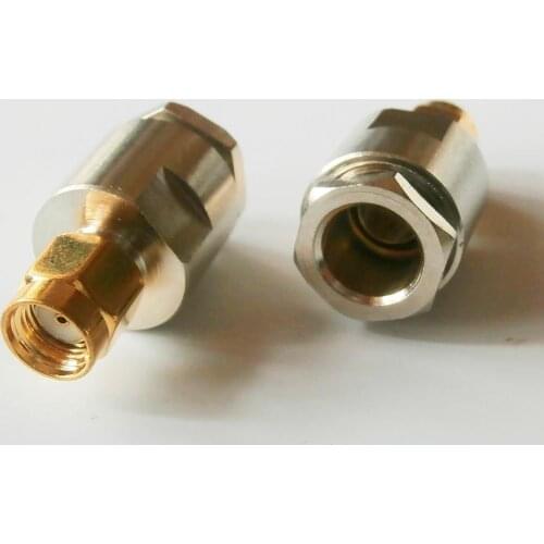 1X Pcs RP-SMA RPSMA RP SMA Male plug Clamp Solder For LMR195 RG58 RG142 RG223 RG400 Cable Straight Gold Brass RF Adapters