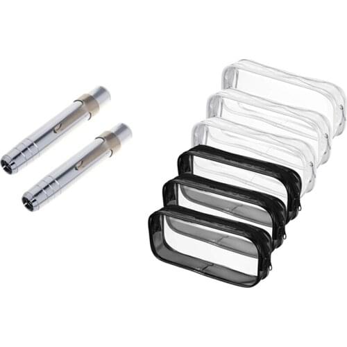 2 Pcs Chalk Keeper Holder & 6 Pcs Pen Pencil Case with Zipper, for School Office Stationery, Portable