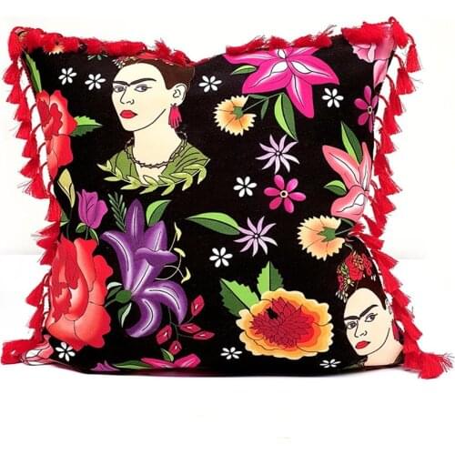 Colorful Flowers Handmade Linen Fabric Cushion Cover Pillowcase 2PCS Set / 45CM X 45CM