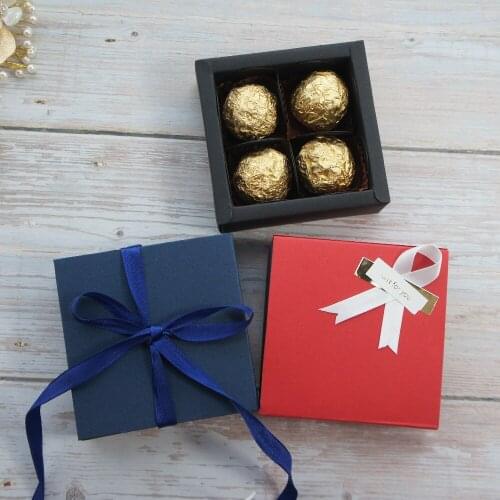 9*9*3.5CM blue / red color 10 set Chocolate Paper Box valentines day Christmas Birthday Party Gifts Packing Storage Boxes