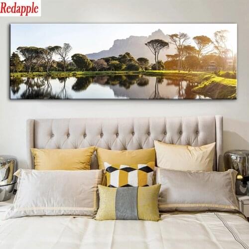 Diamond Painting Natural scenery, riverbank trees Cross Stitch Diamond Mosaic Picture Of Embroidery crystal Beaded Handicraft