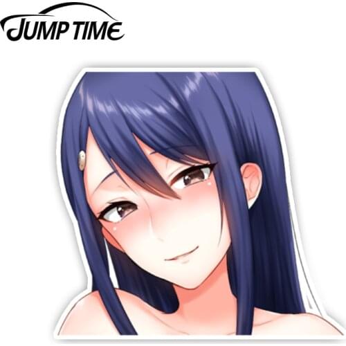 Jump Time 13cm x 10.3cm Aho Girl Anime Peeker Girl Fuuki Iinchou Car Stickers Waifu Decals Motor Laptop Car Accessories Stickers